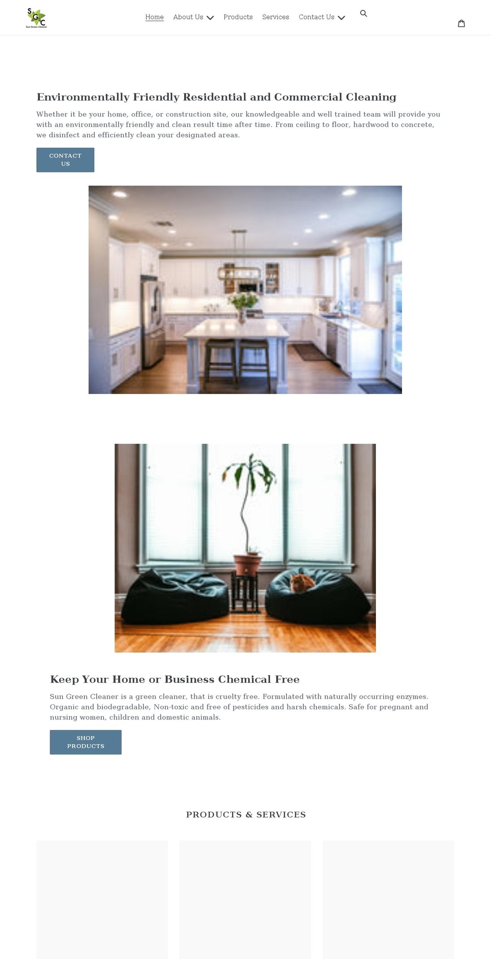 sungreencleaner.com shopify website screenshot