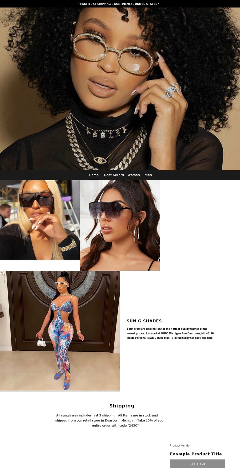 sungshades.com shopify website screenshot