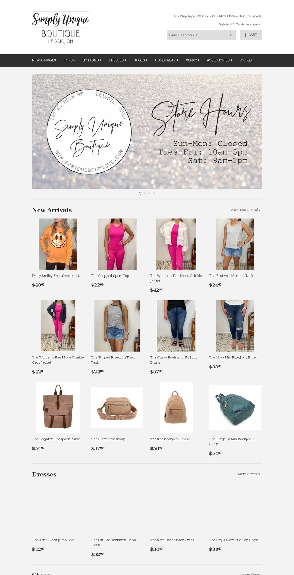 suniqueboutique.com — Shopify storefront screenshot
