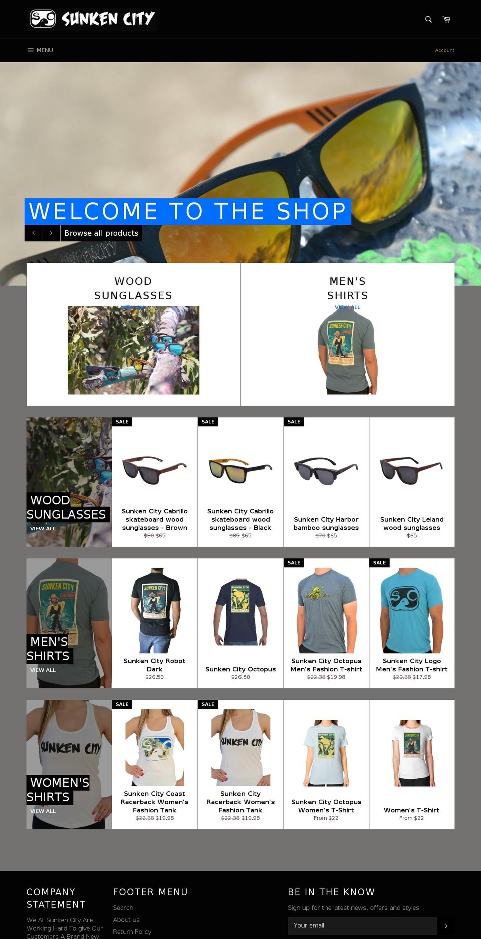 sunkencity.com shopify website screenshot