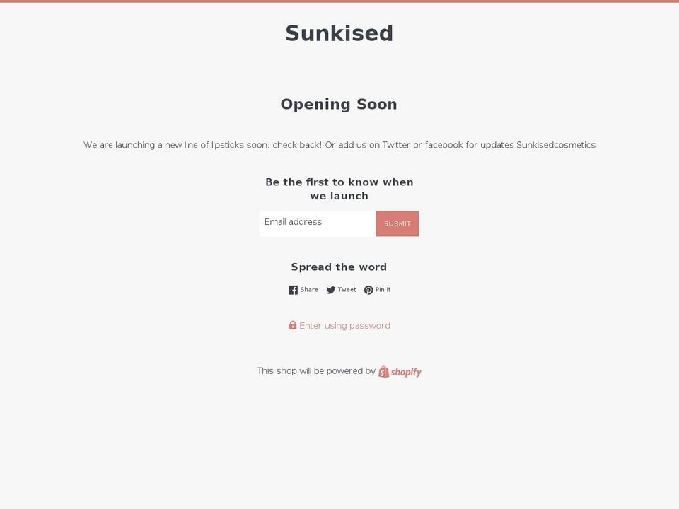 sunkised.com — Shopify storefront screenshot