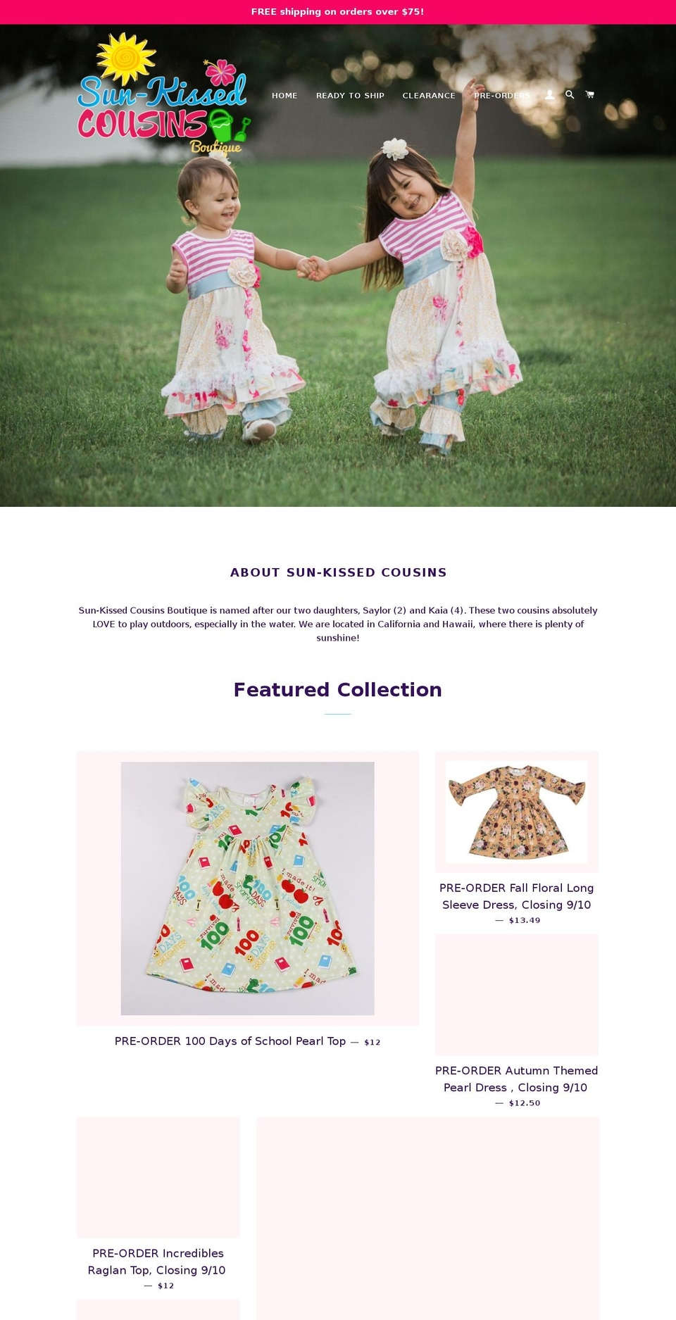 sunkissedcousins.com — Shopify storefront screenshot