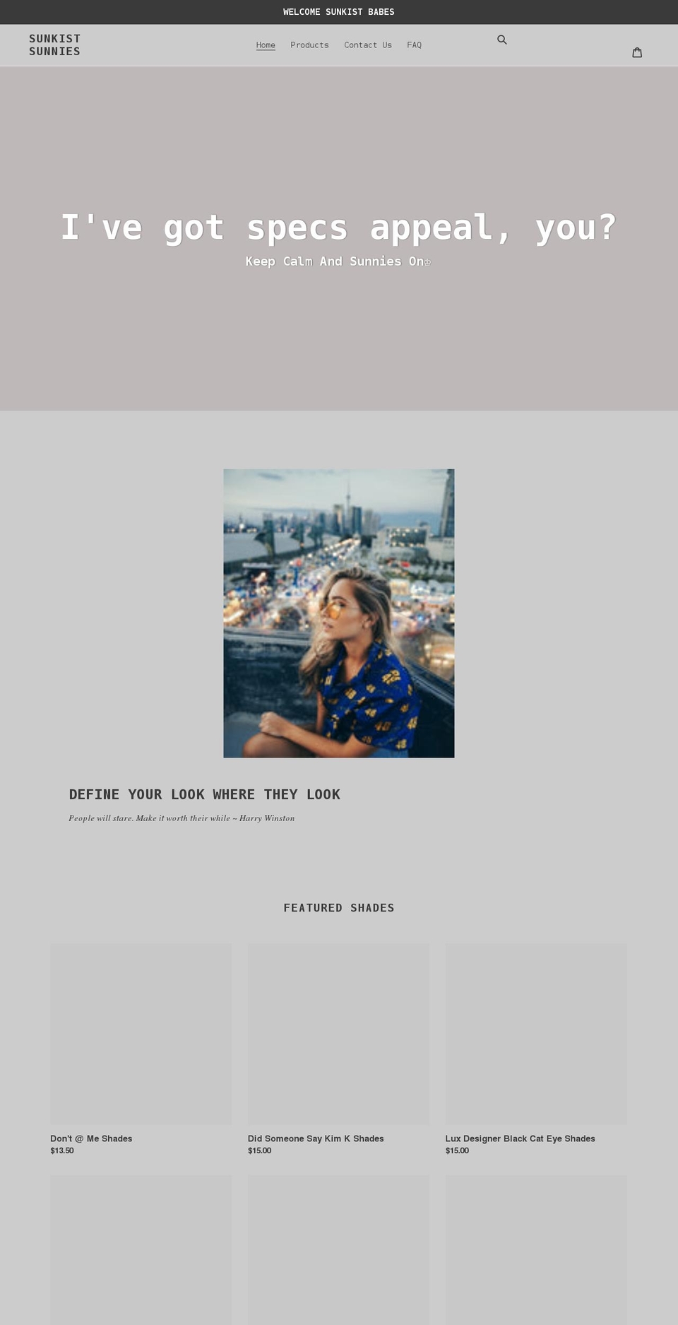 sunkistsunnies.com shopify website screenshot