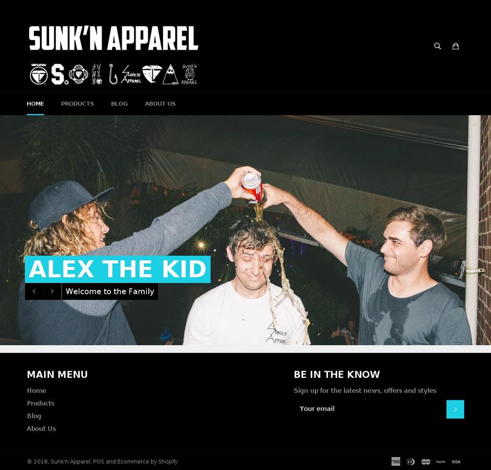 sunknapparel.com — Shopify storefront screenshot
