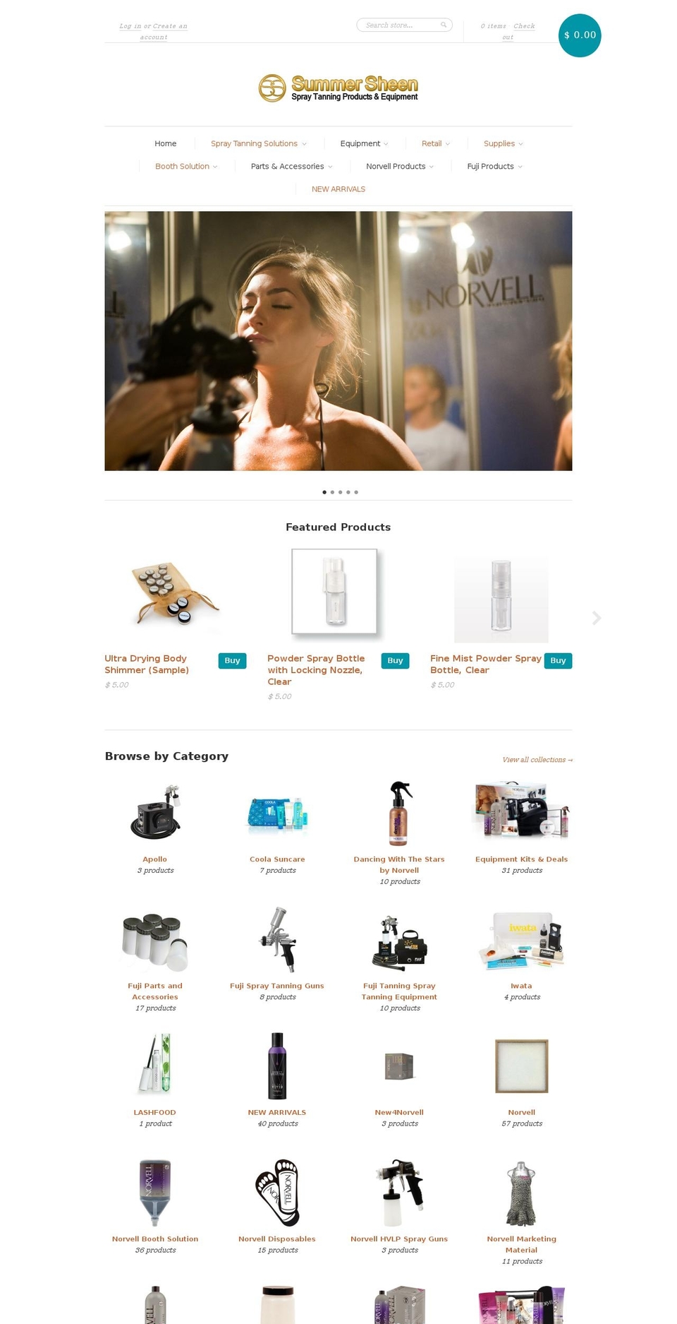 sunlessspraytanstore.com shopify website screenshot