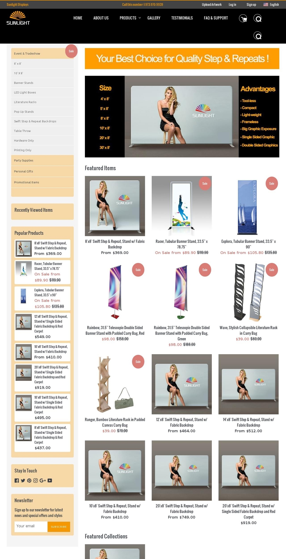 sunlightdisplays.com — Shopify storefront screenshot