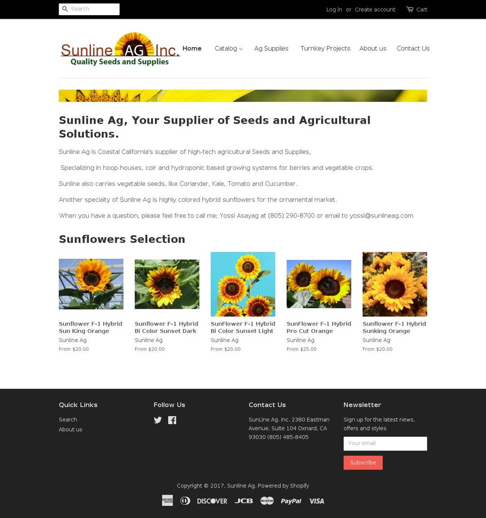 sunlineag.com shopify website screenshot