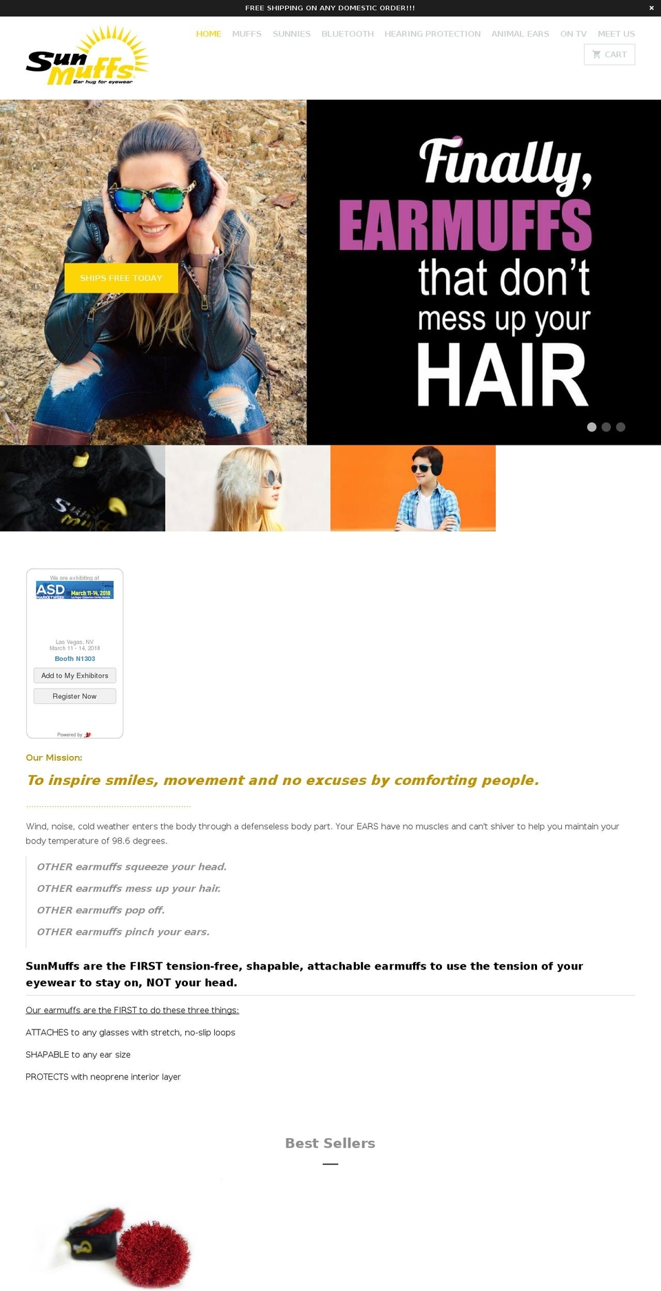 sunmuffs.com — Shopify storefront screenshot