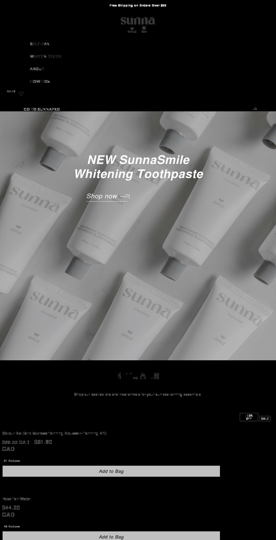 sunna.ca shopify website screenshot