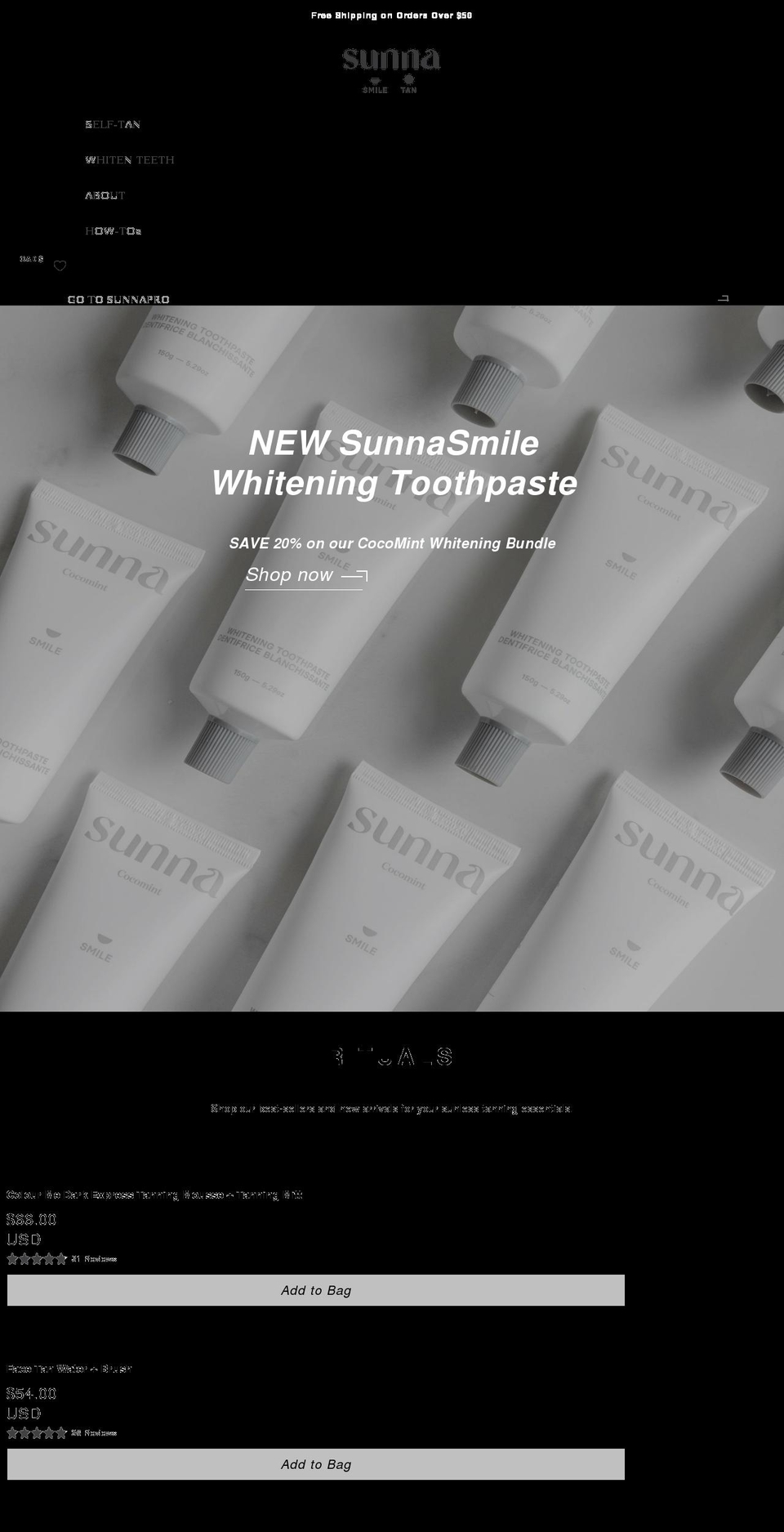 sunnainc.com shopify website screenshot