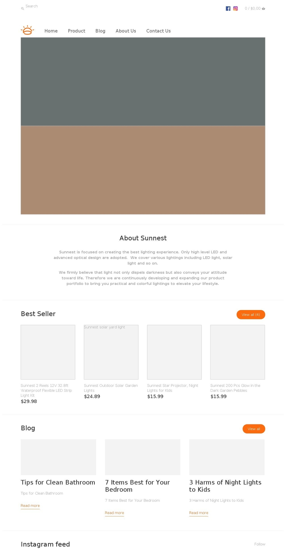 sunnests.com shopify website screenshot