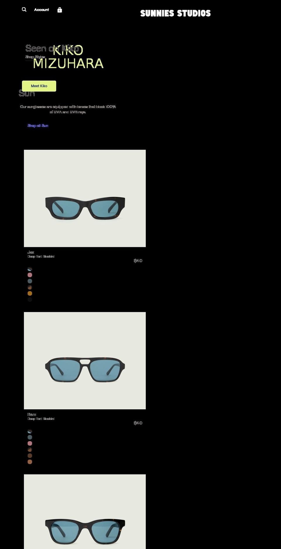 sunniesstudios.com shopify website screenshot