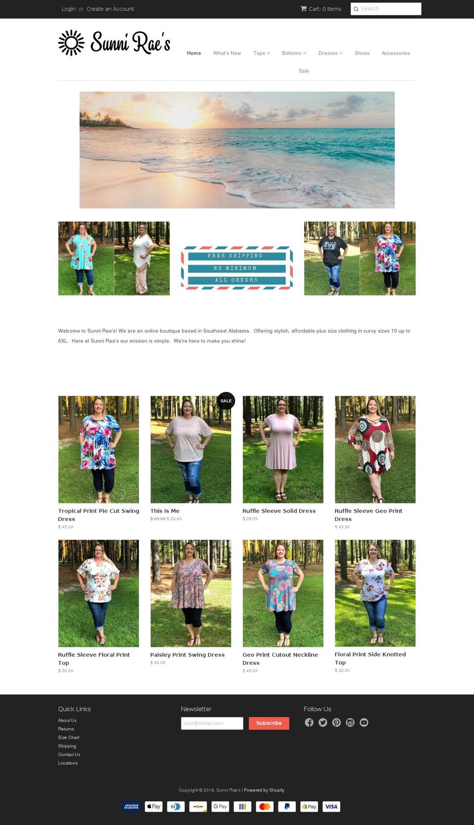 sunniraesboutique.com — Shopify storefront screenshot