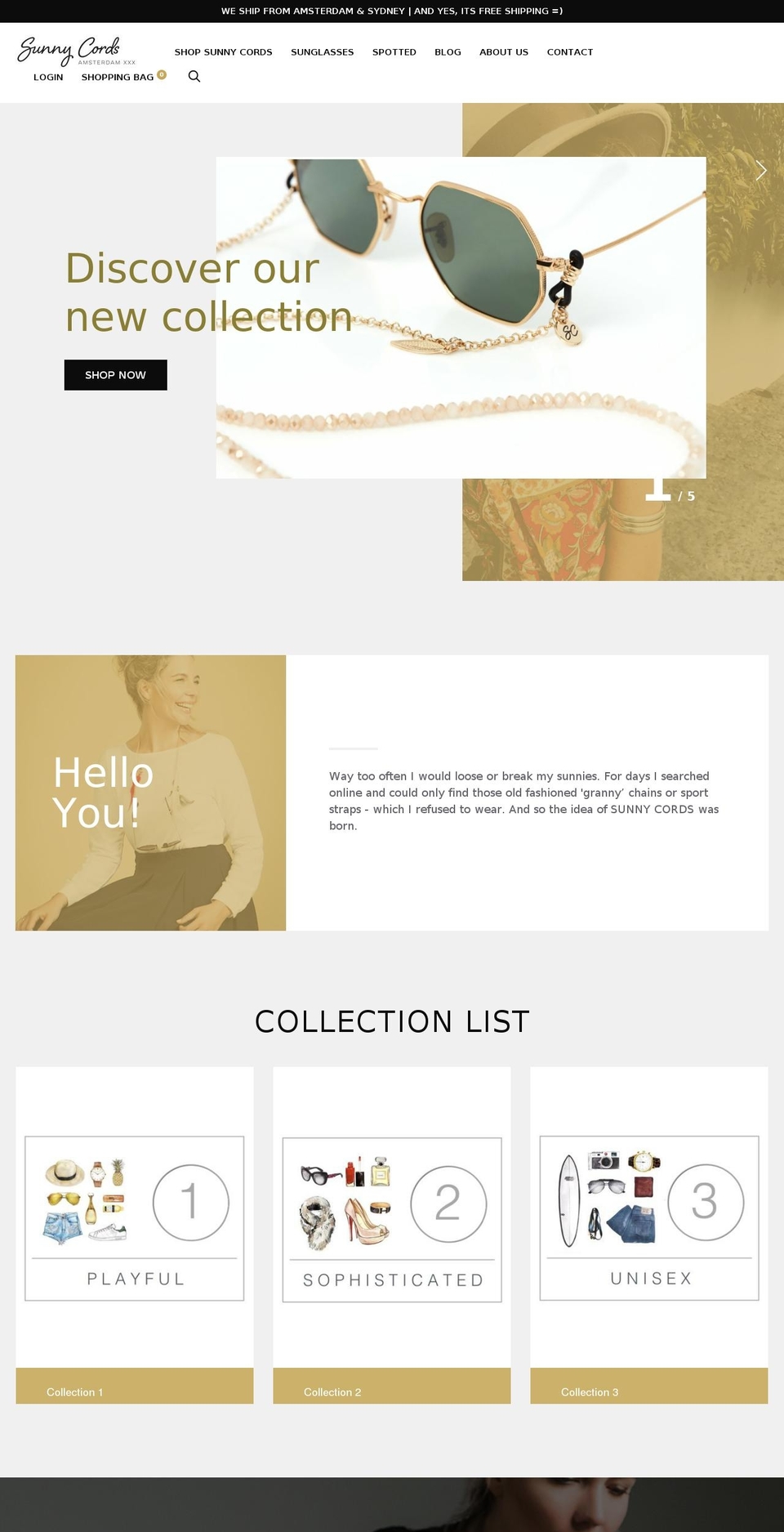 sunny-cords.com.au shopify website screenshot