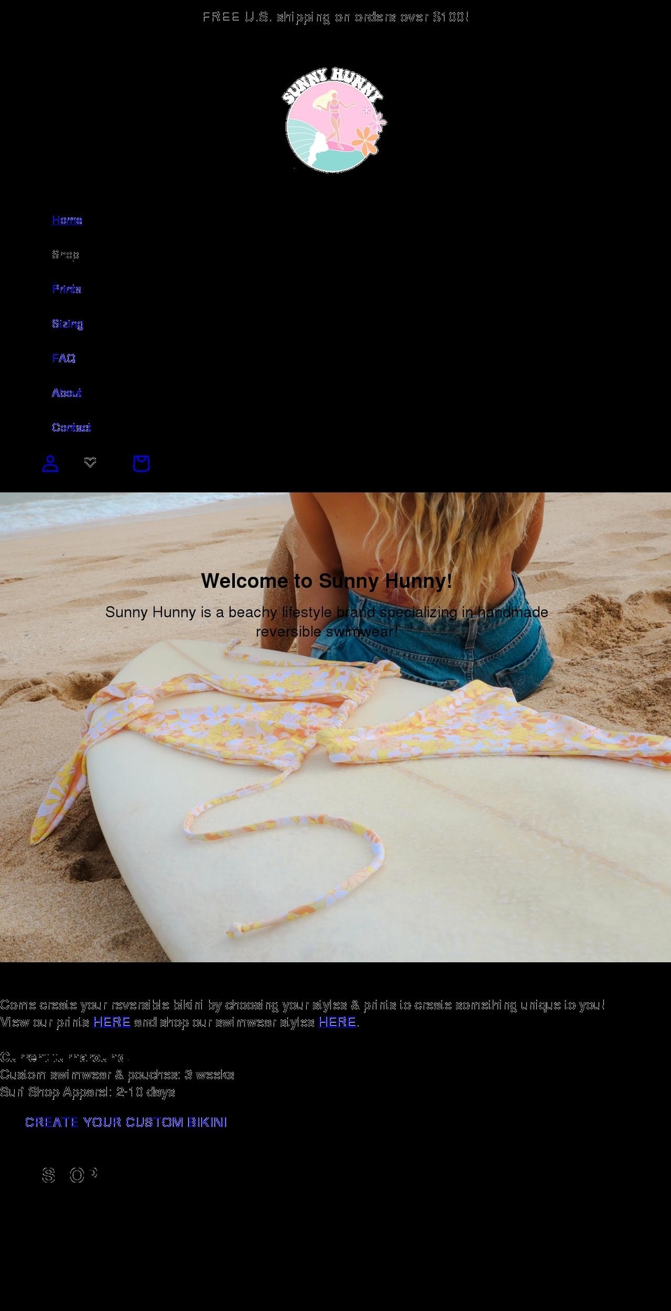 sunny-hunny.com shopify website screenshot