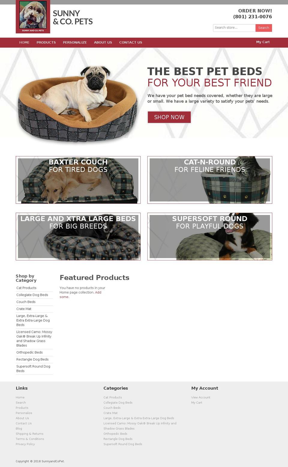 sunnyandcopets.com — Shopify storefront screenshot