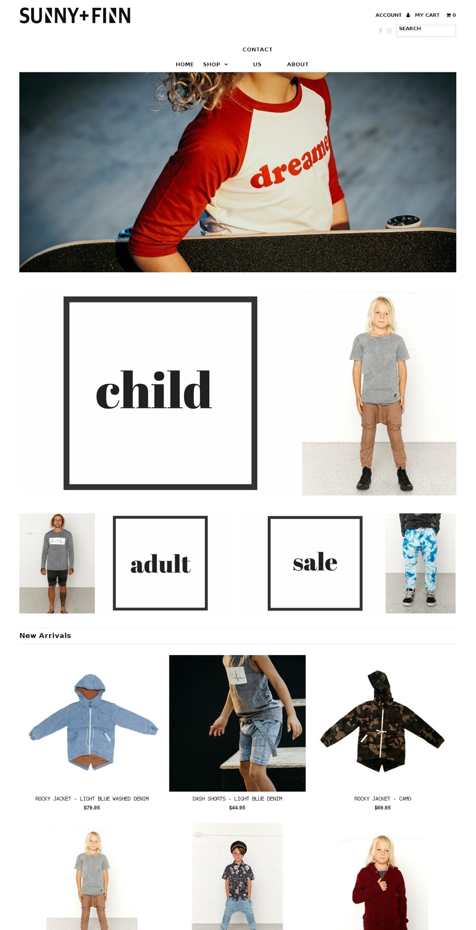 sunnyandfinn.com shopify website screenshot