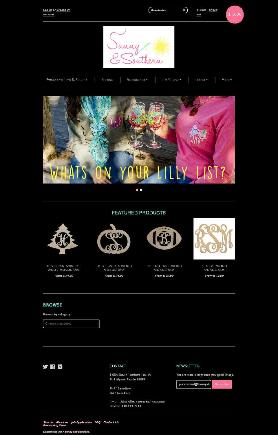 sunnyandsouthern.com shopify website screenshot