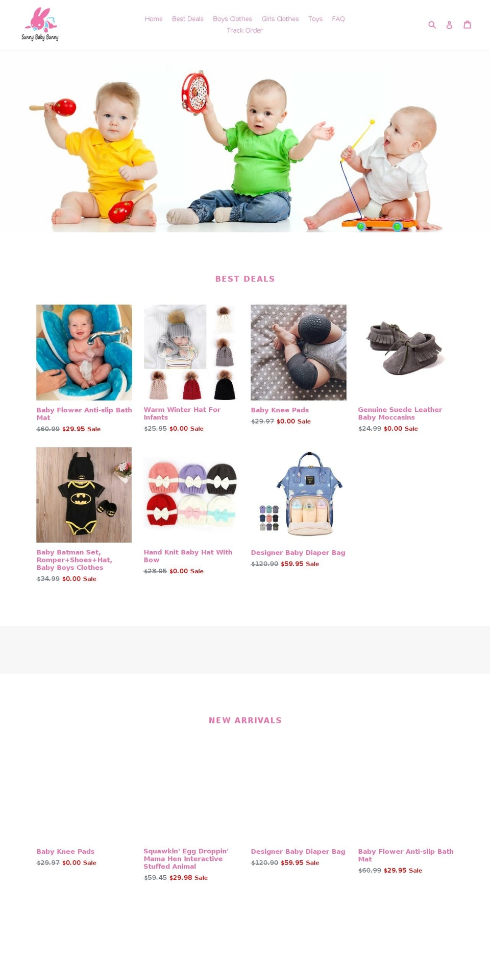sunnybabybunny.com shopify website screenshot