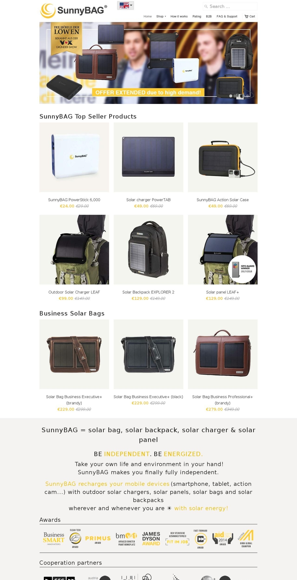 Focal Shopify theme site example sunnybag.com
