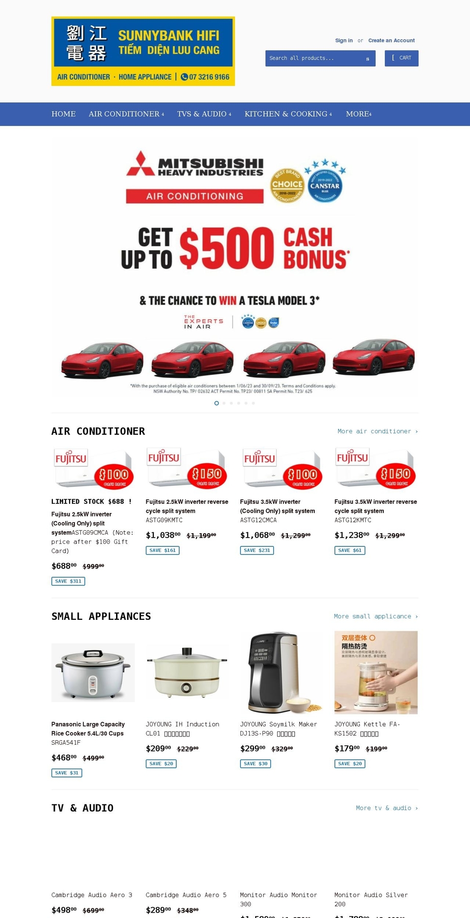 sunnybankhifi.com.au shopify website screenshot