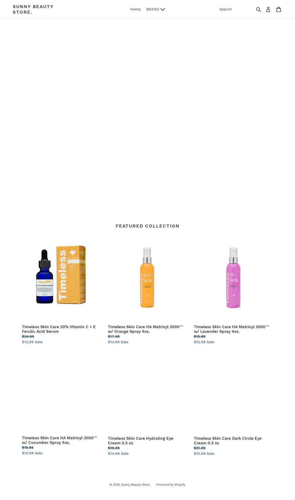 sunnybeautystore.com shopify website screenshot