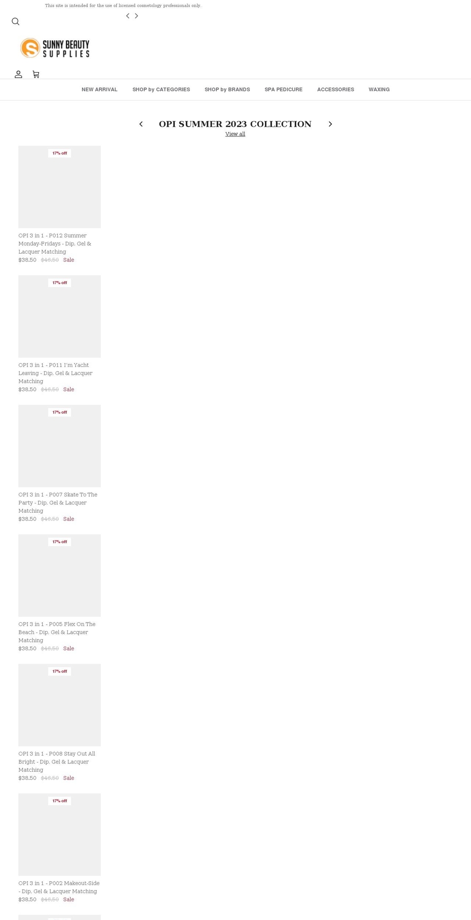 sunnybeautysupplies.com shopify website screenshot