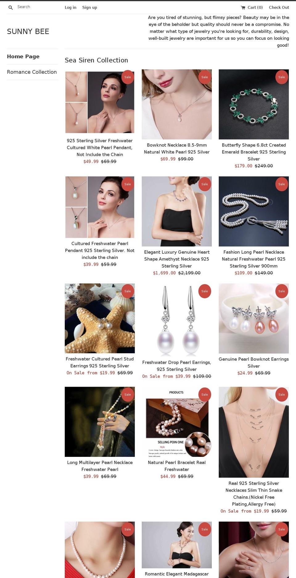 sunnybeellc.com — Shopify storefront screenshot