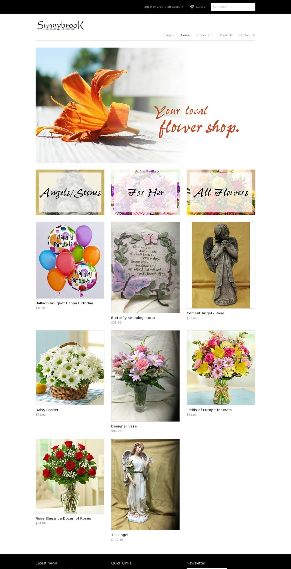 sunnybrookflowershop.com shopify website screenshot