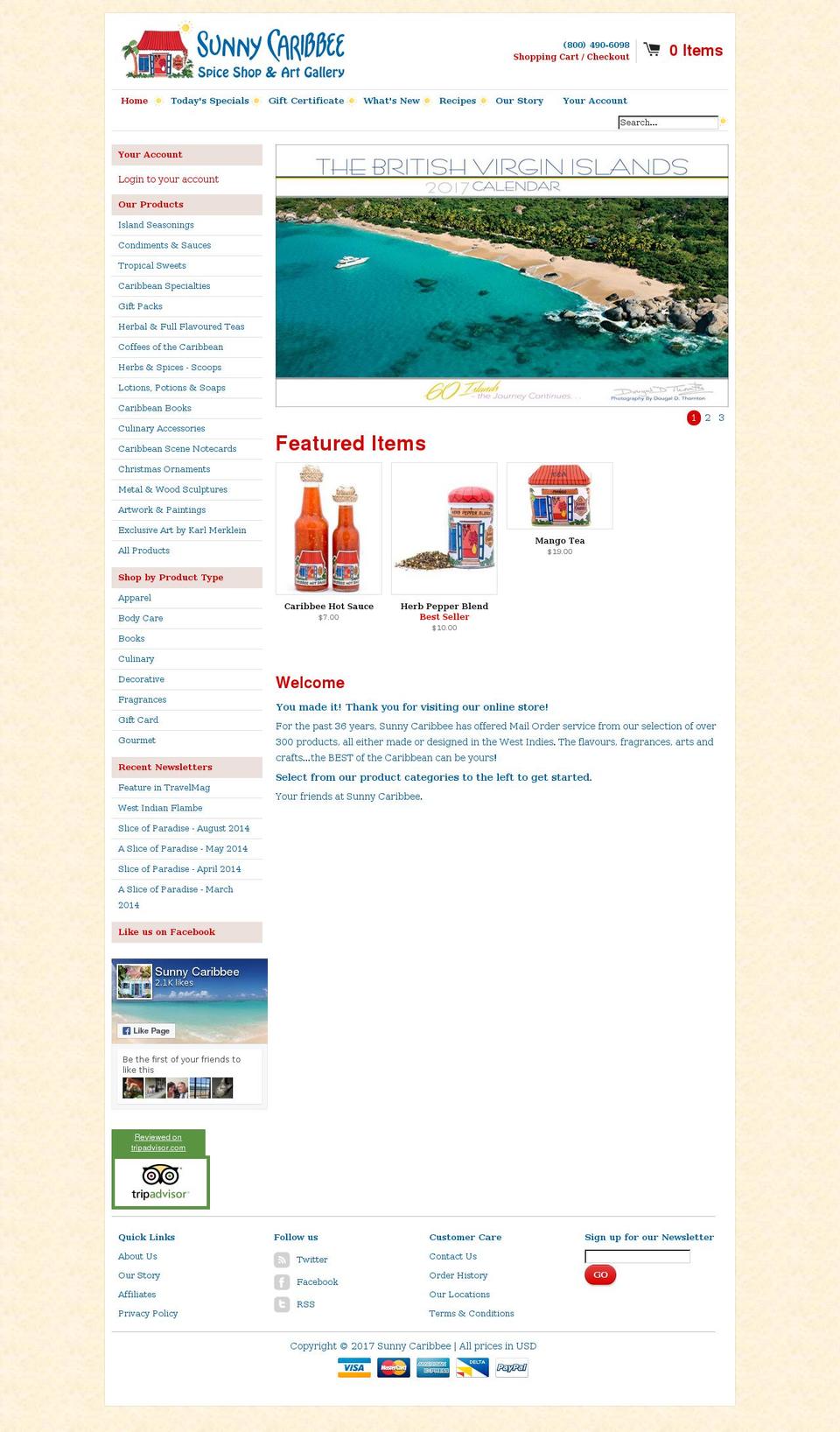 sunnycaribbeespice.com shopify website screenshot