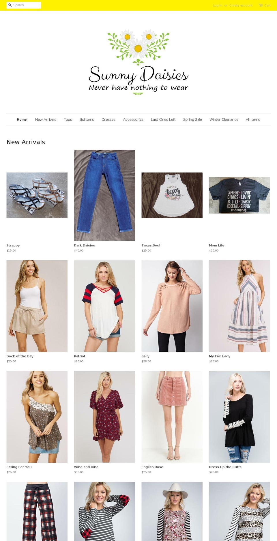 sunnydaisies.com shopify website screenshot