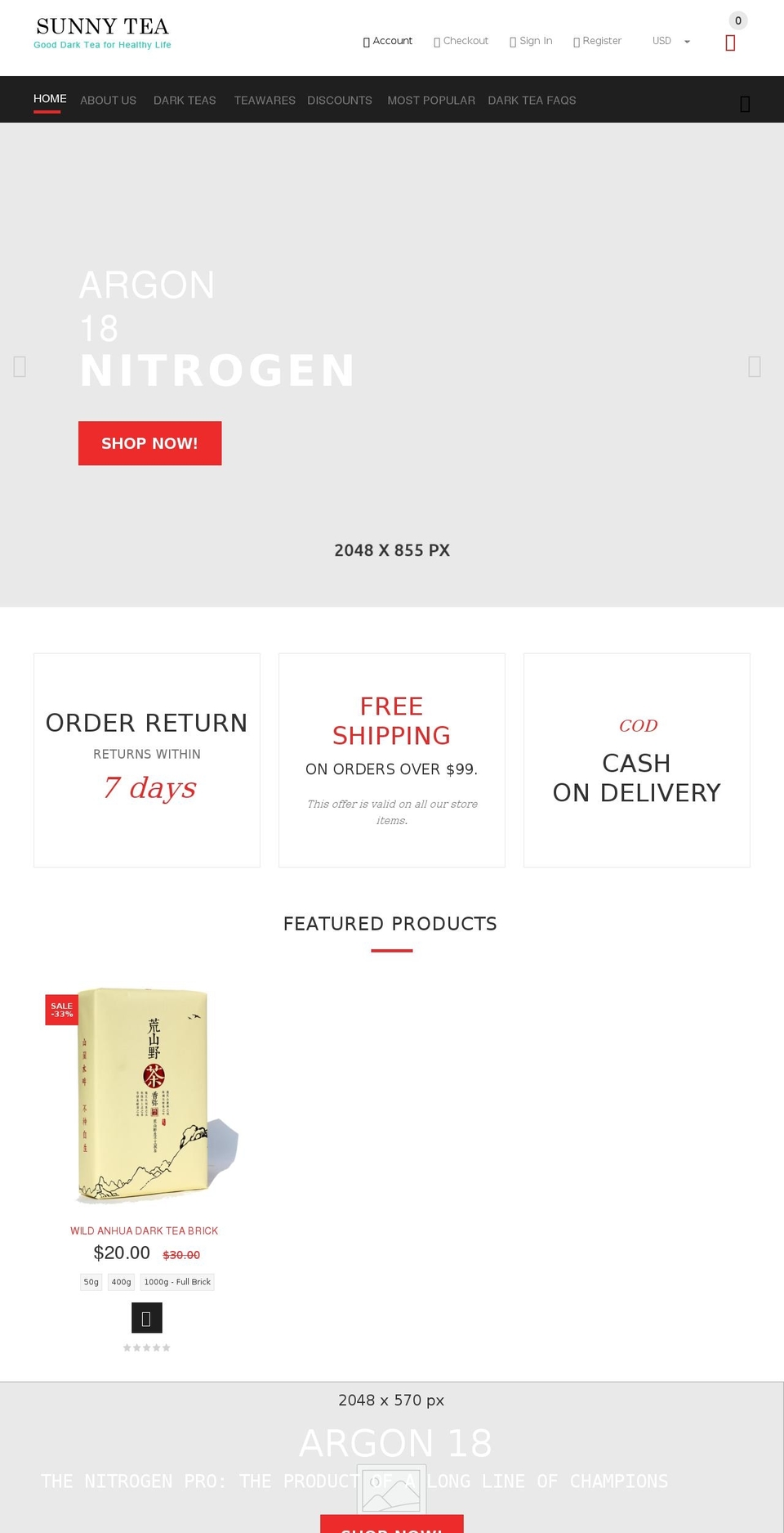 sunnydarktea.com — Shopify storefront screenshot