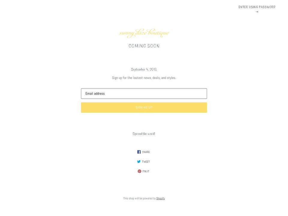 sunnydazeboutique.com shopify website screenshot