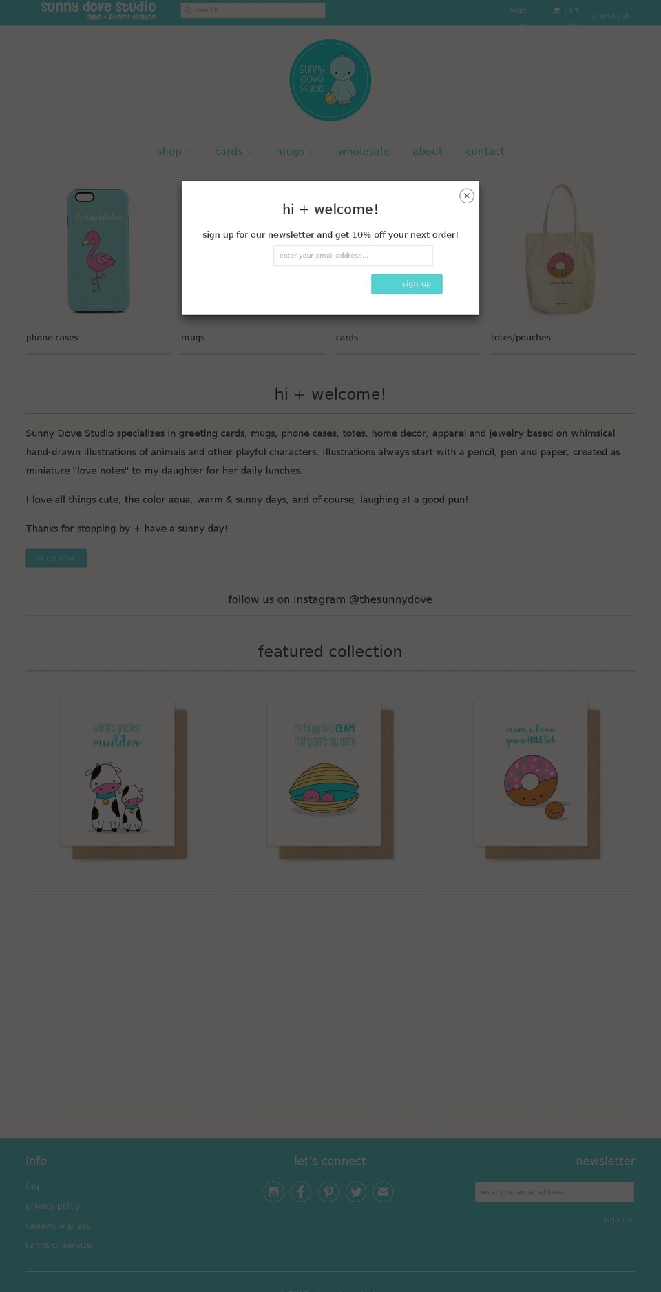 new-responsive Shopify theme site example sunnydovestudio.net