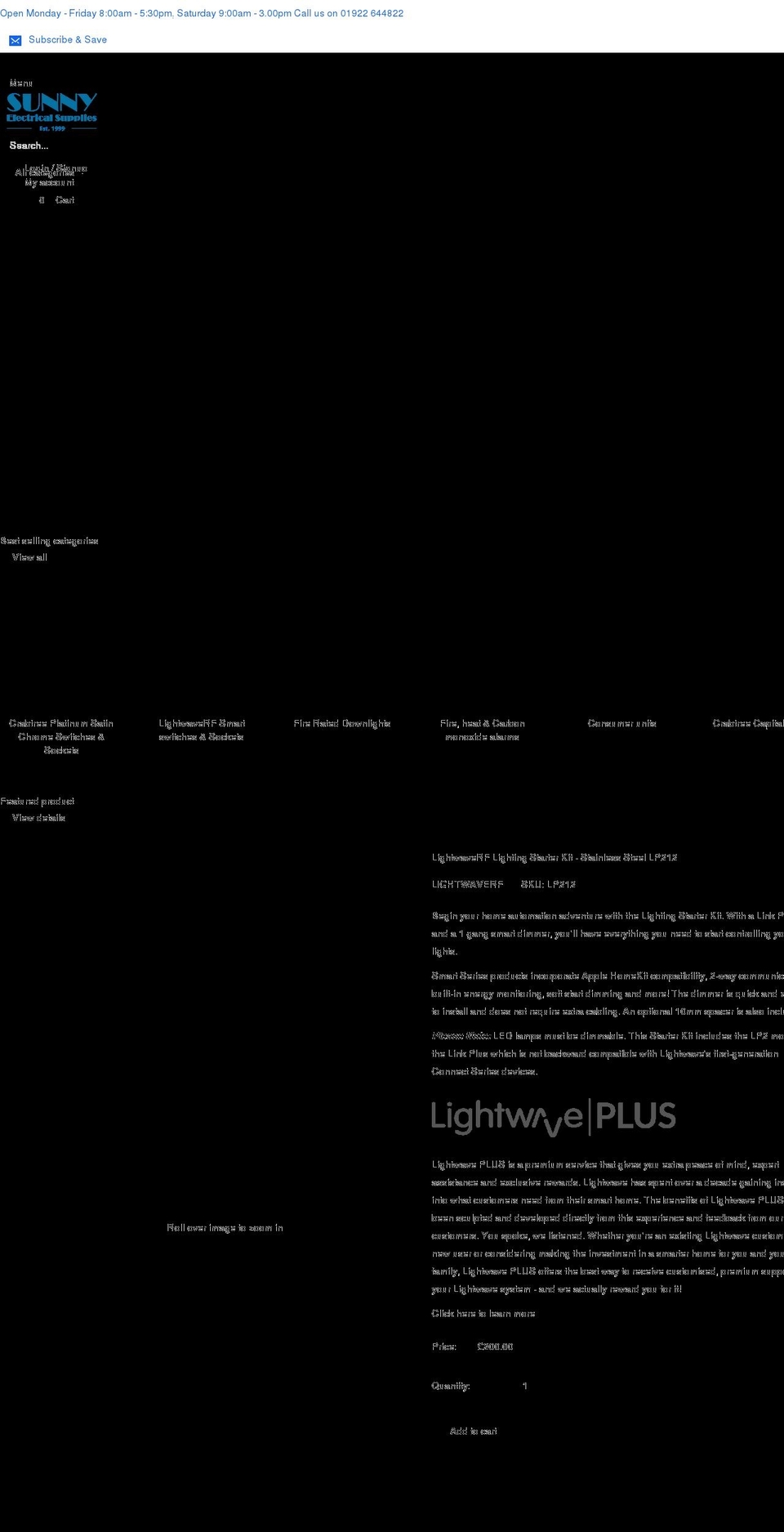 sunnyelectricals.co.uk shopify website screenshot