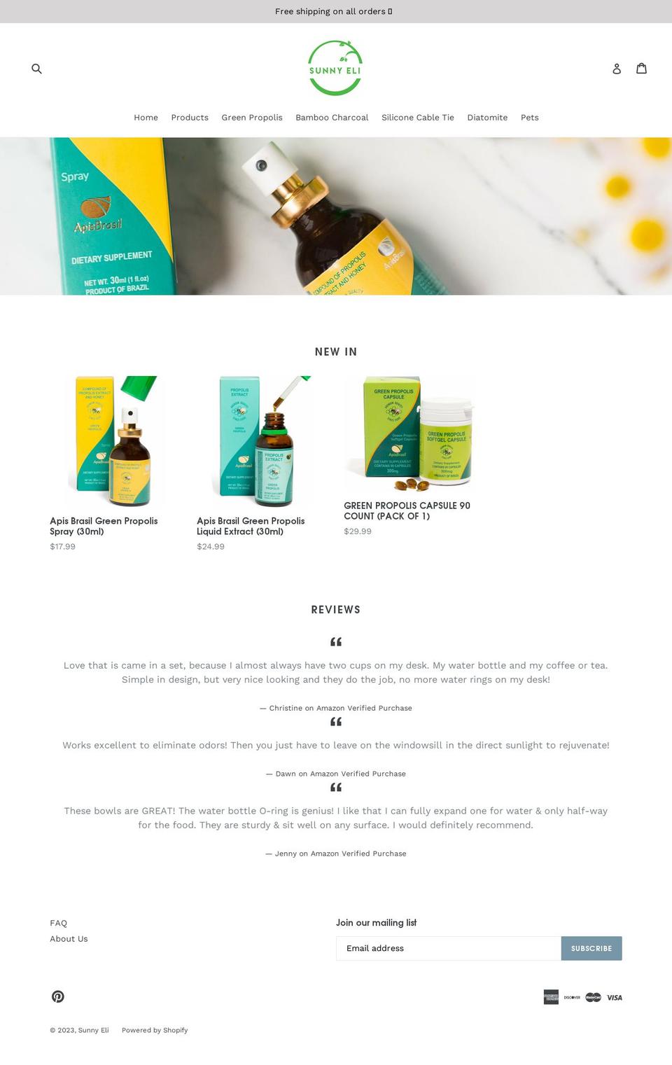 sunnyeli.com shopify website screenshot