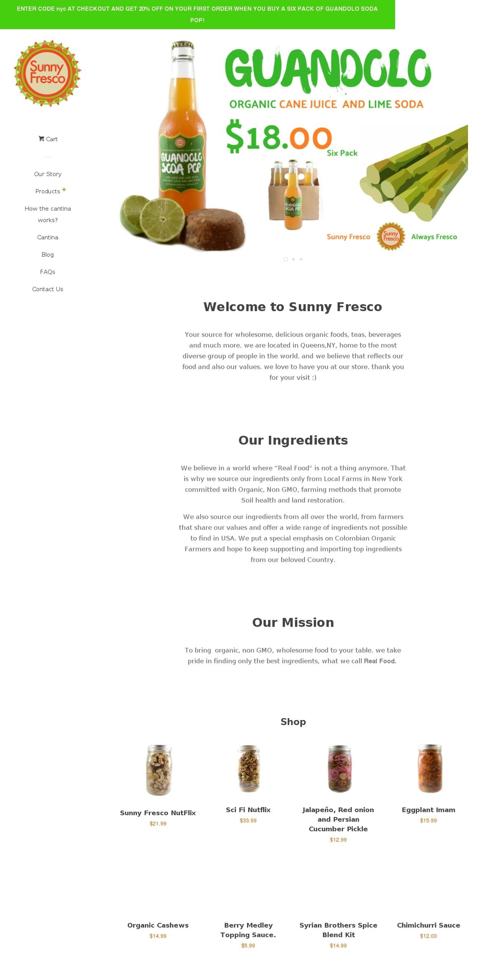 sunnyfresco.com — Shopify storefront screenshot