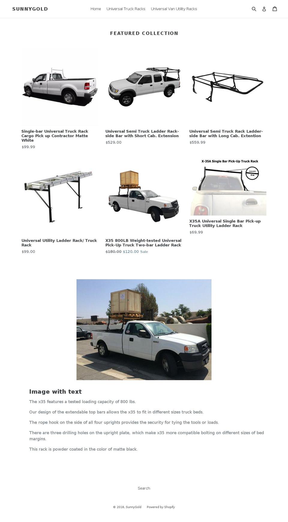 sunnygoldonline.com — Shopify storefront screenshot