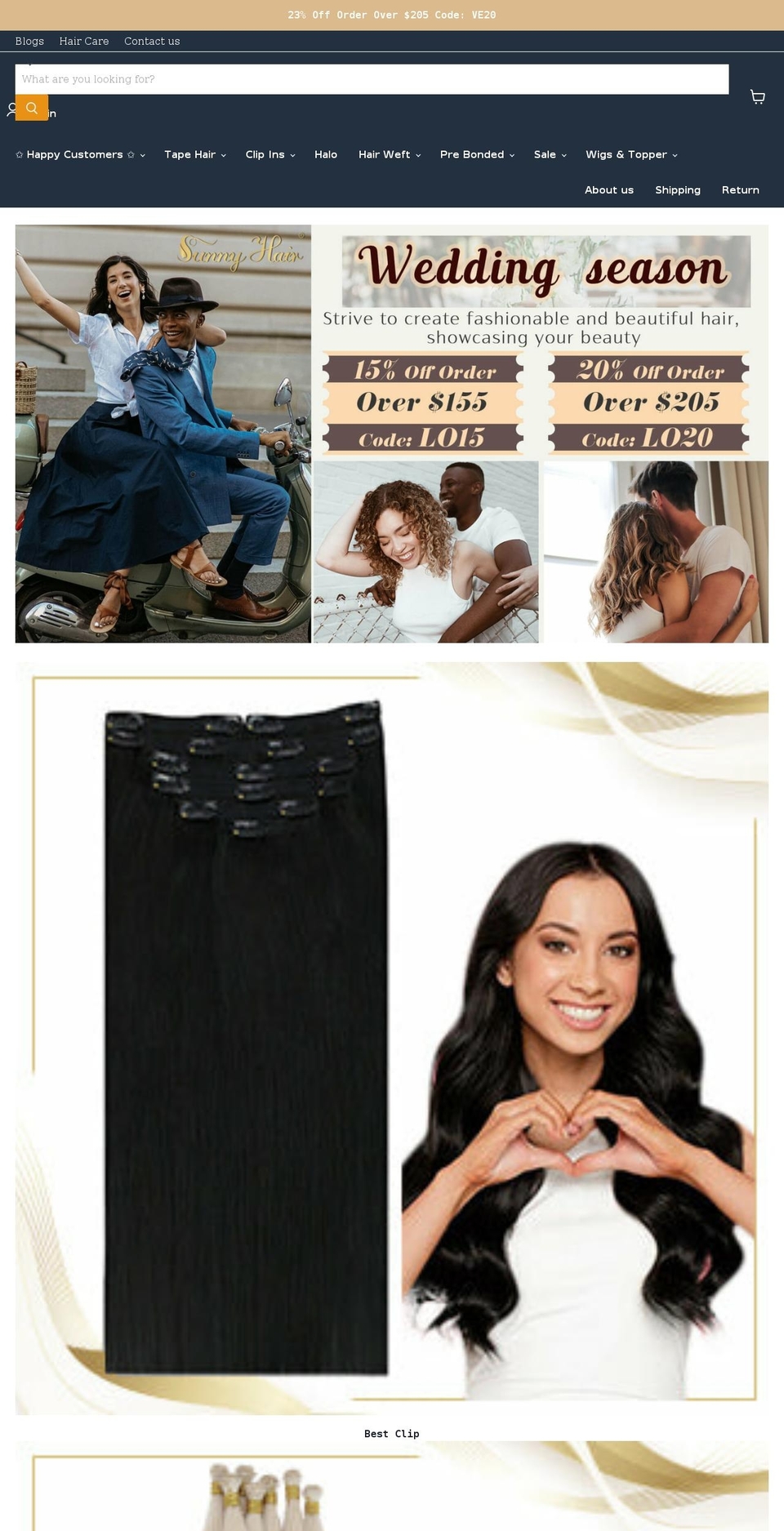 sunnyhair.myshopify.com shopify website screenshot