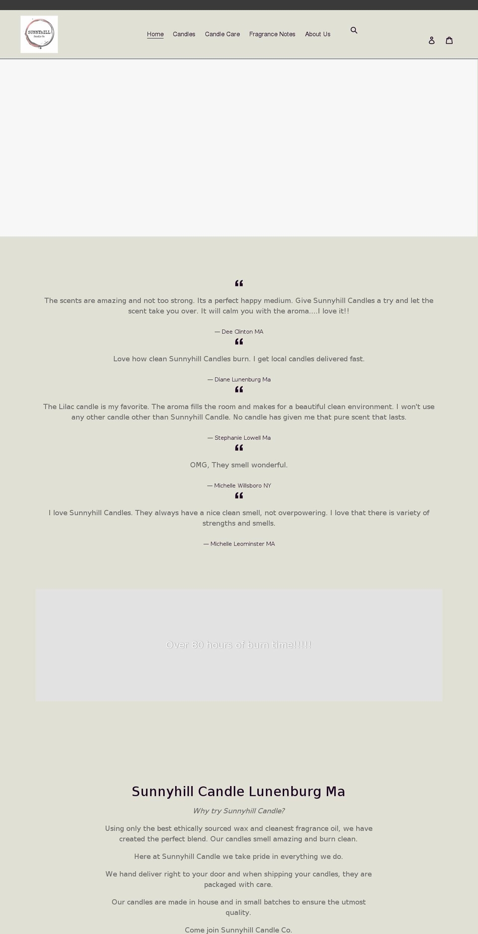 sunnyhillcandle.com shopify website screenshot
