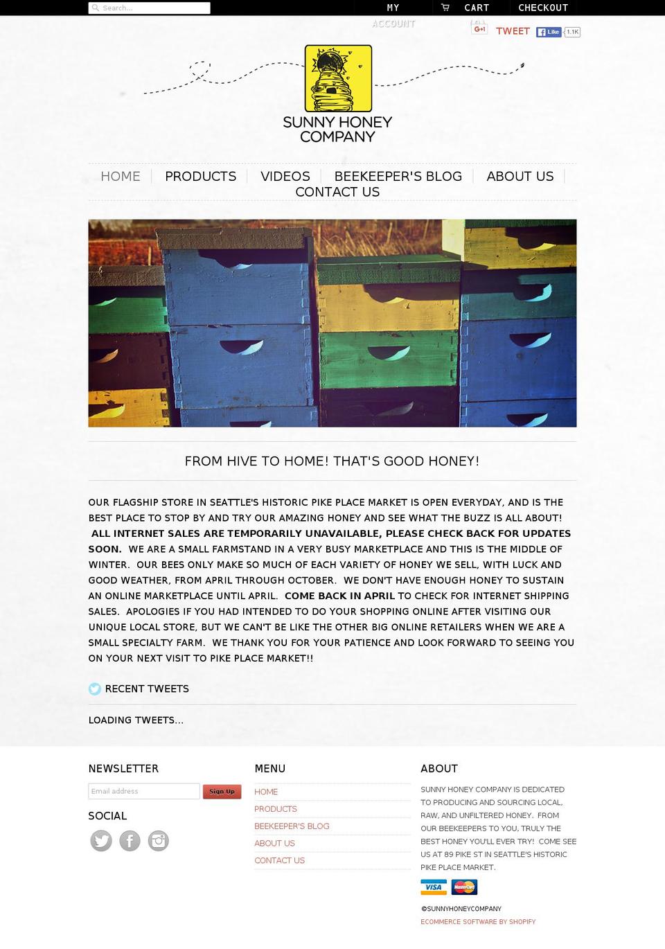 sunnyhoneyco.com shopify website screenshot