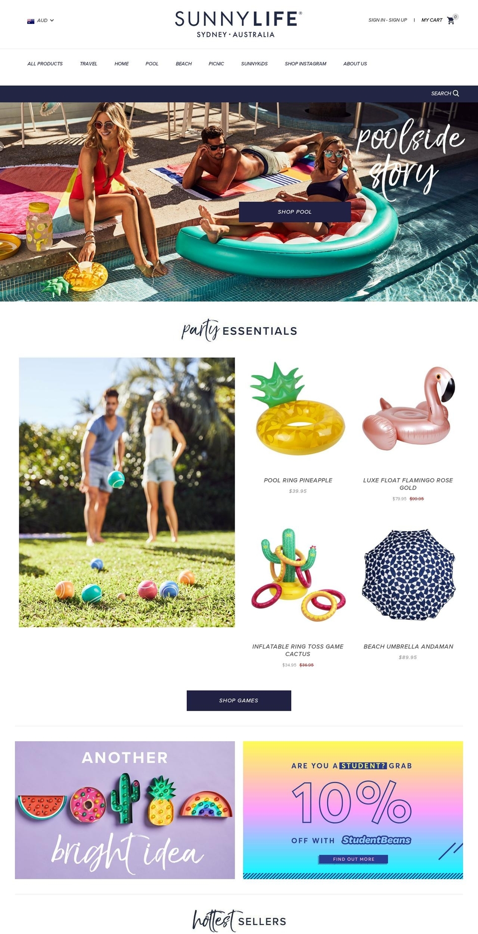 sunnylife.co.nz shopify website screenshot