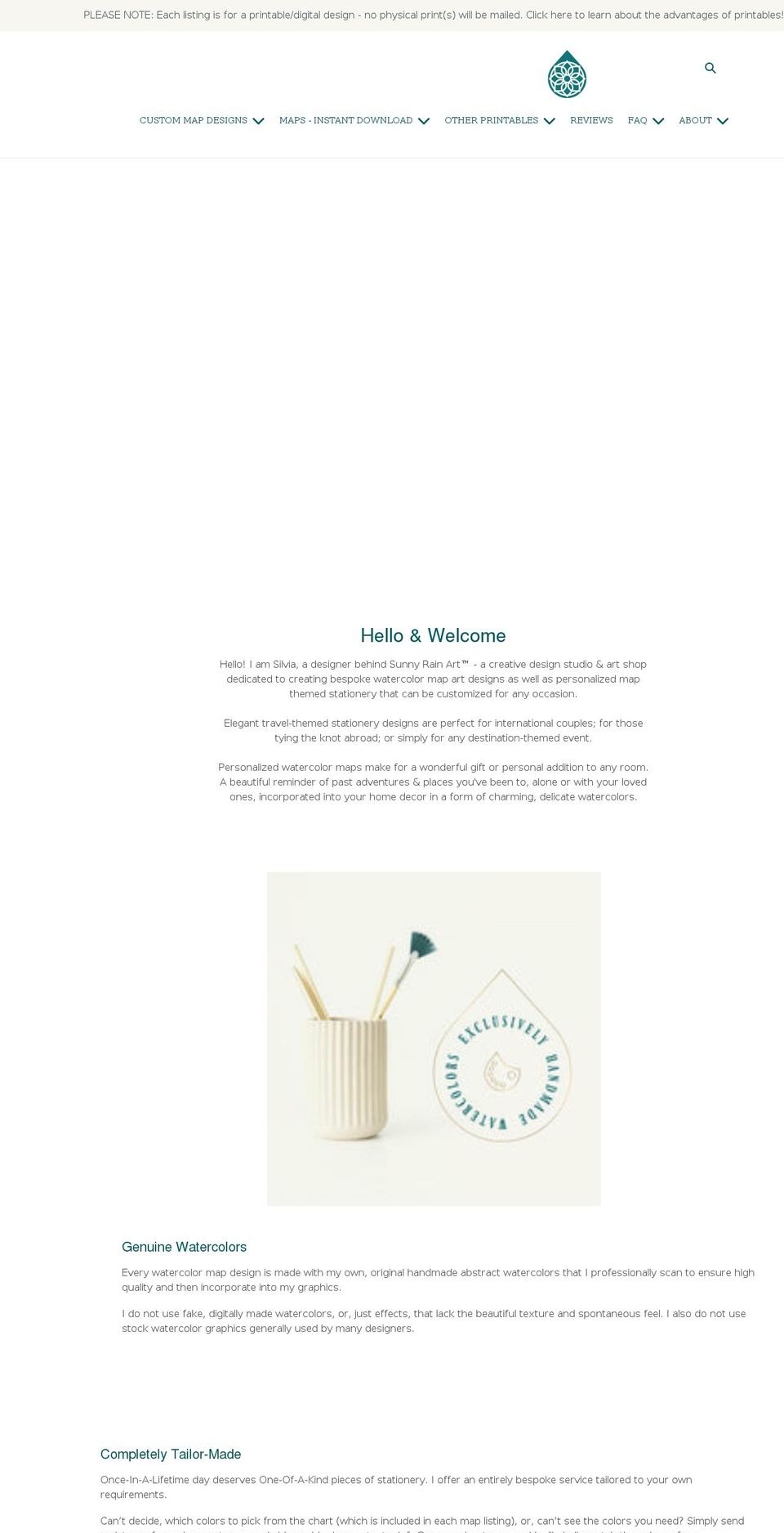 sunnyrainart.com — Shopify storefront screenshot