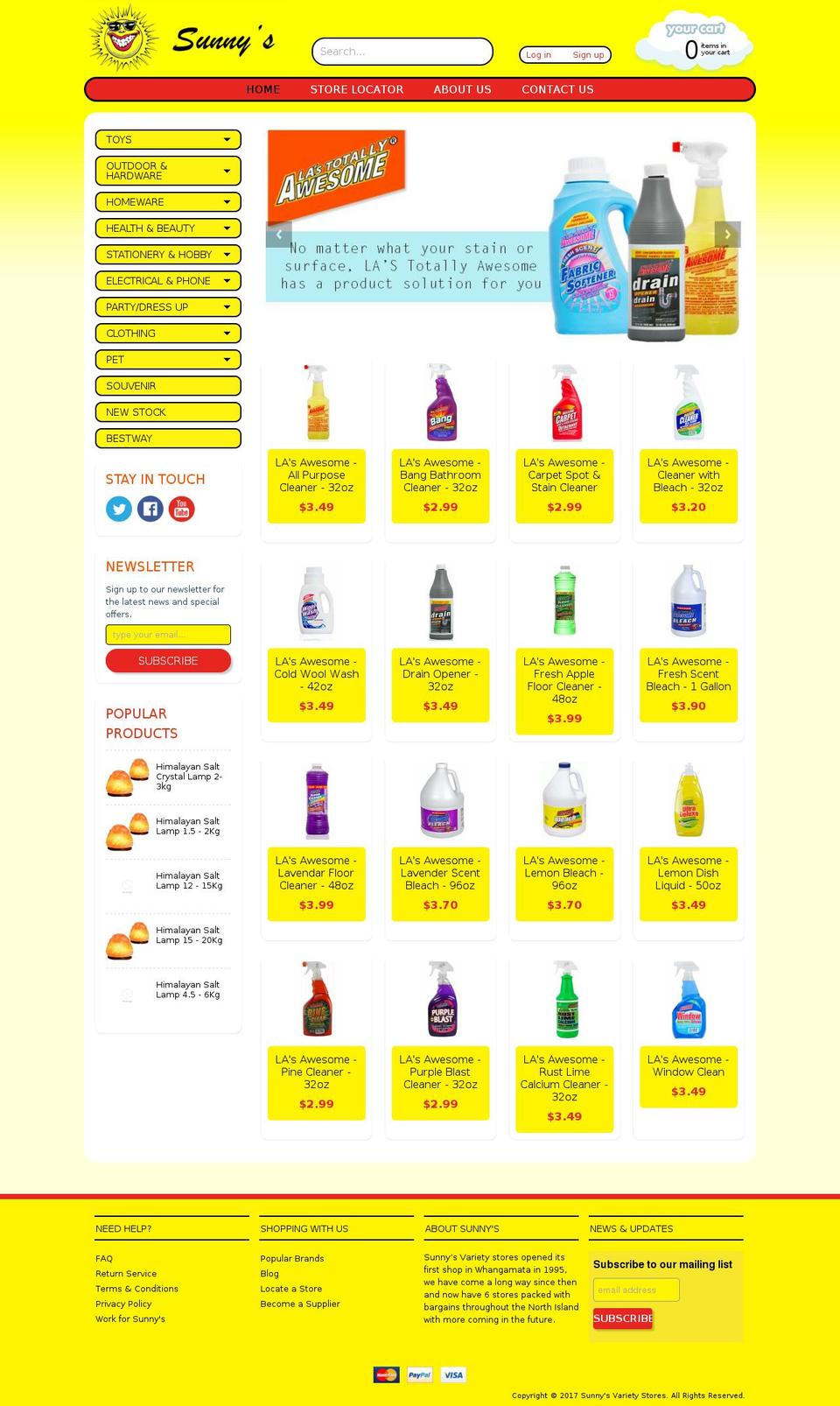 sunnys.co.nz shopify website screenshot