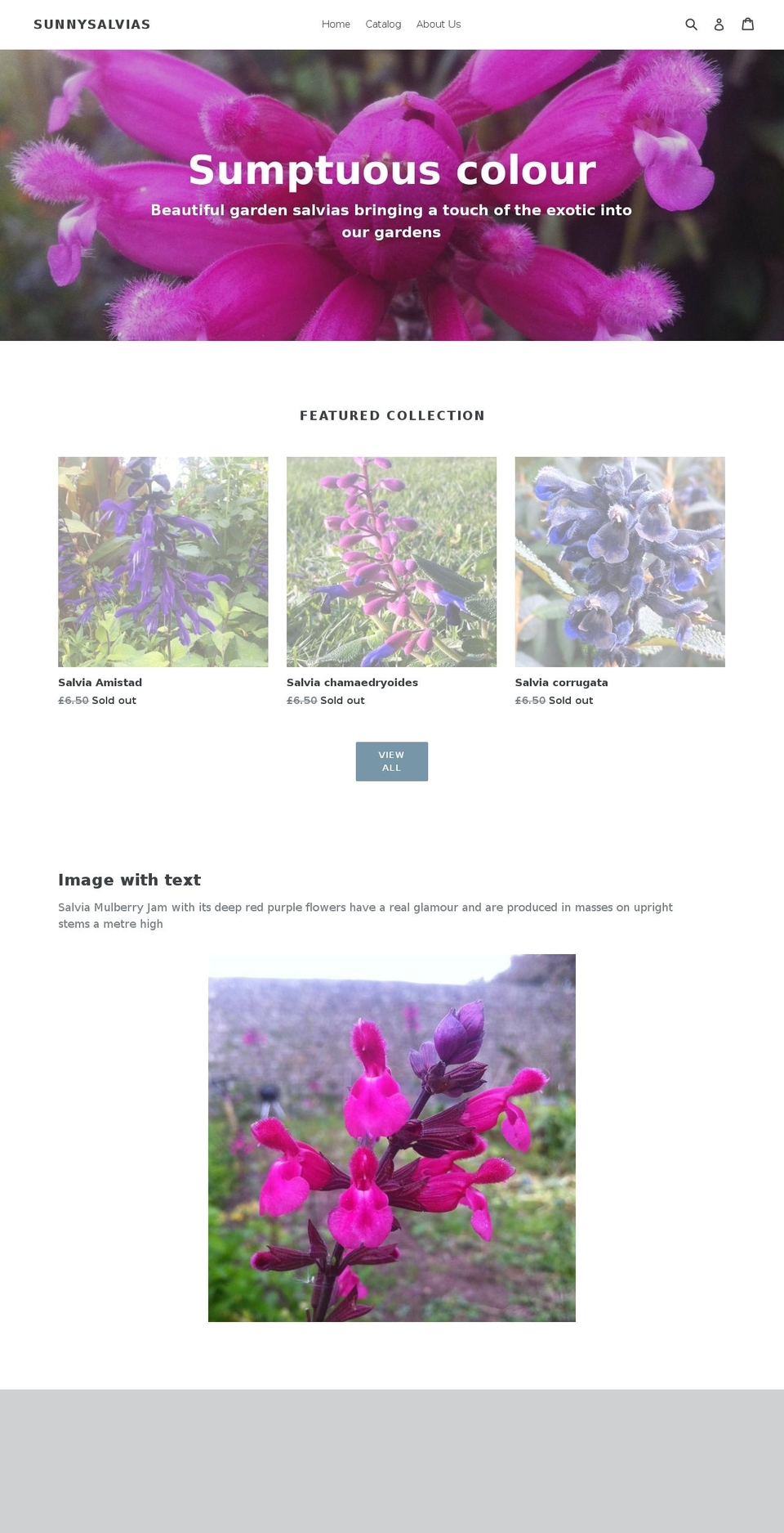sunnysalvias.com — Shopify storefront screenshot