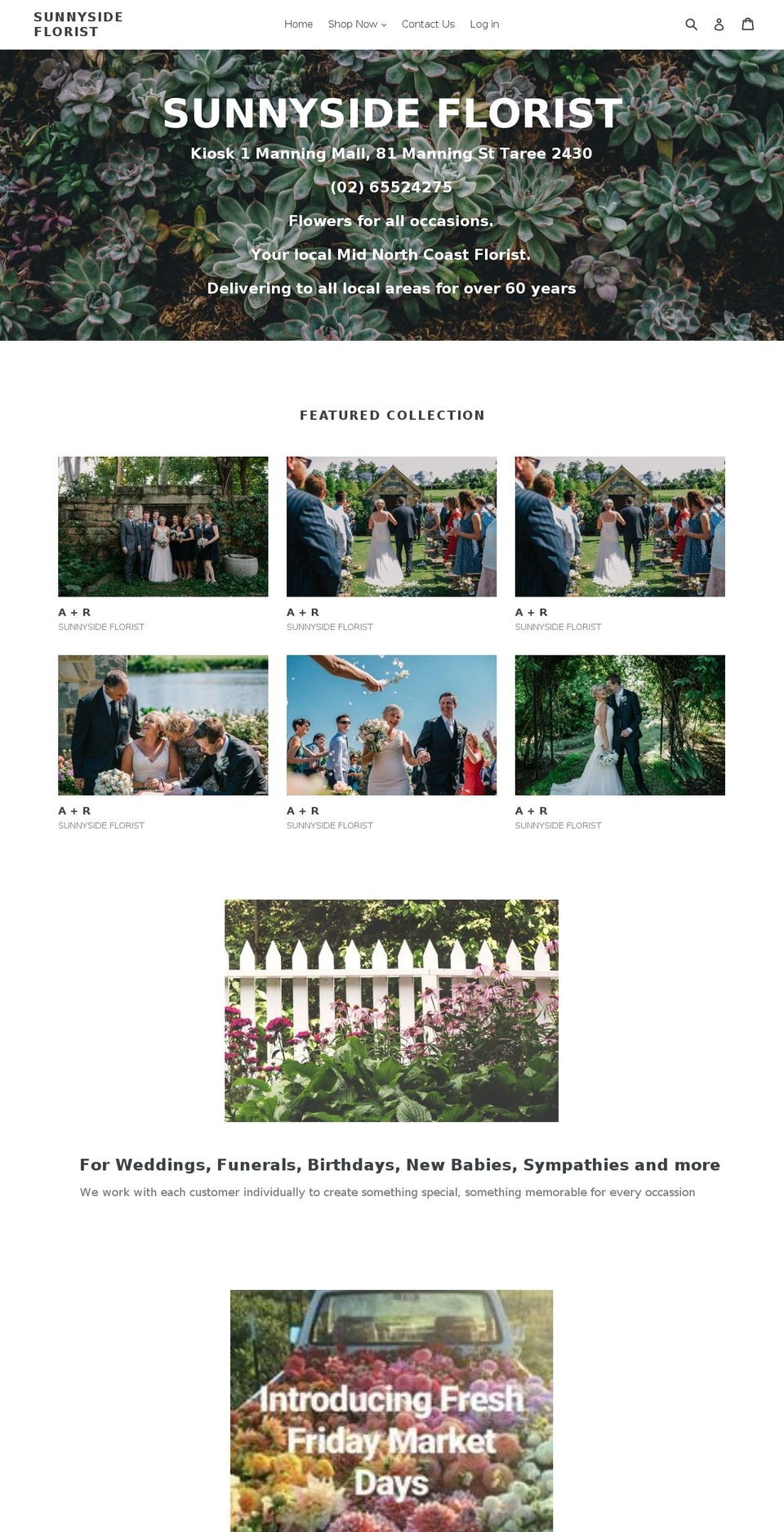 sunnysideflorist.com.au shopify website screenshot