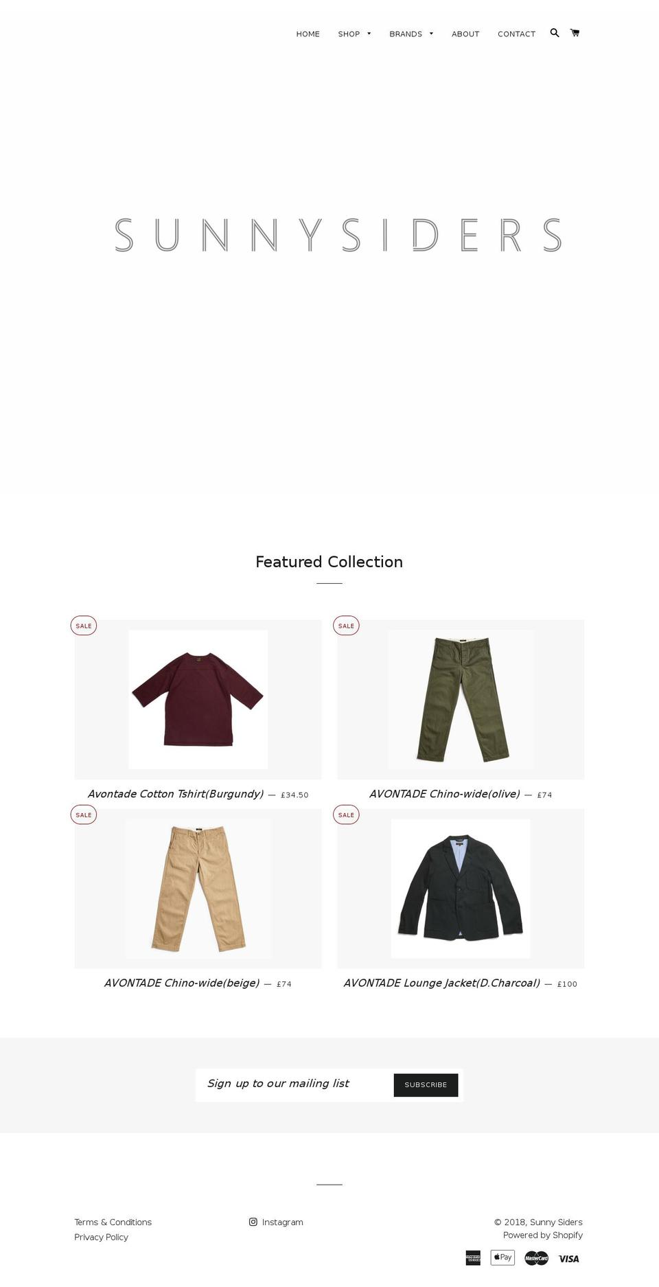 sunnysidersstore.com — Shopify storefront screenshot