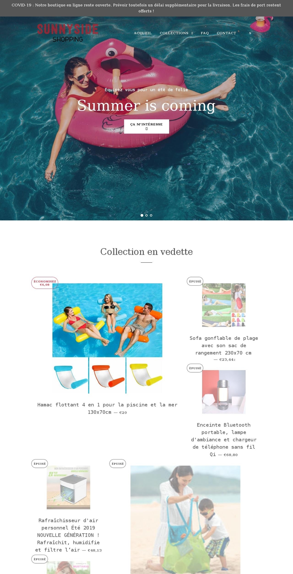 sunnysideshopping.com shopify website screenshot