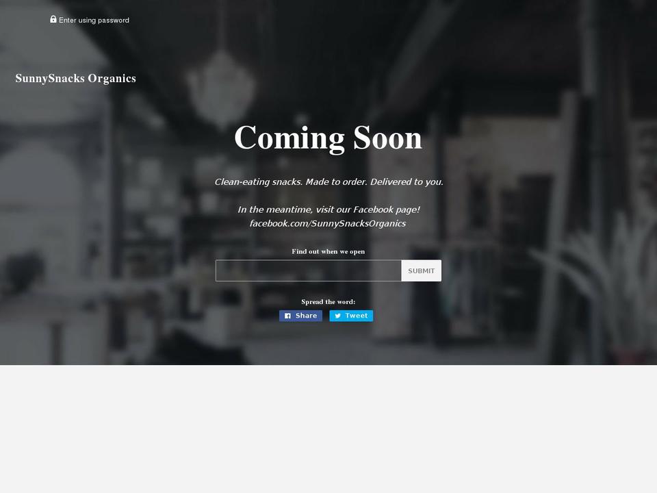 sunnysnacksorganics.com — Shopify storefront screenshot