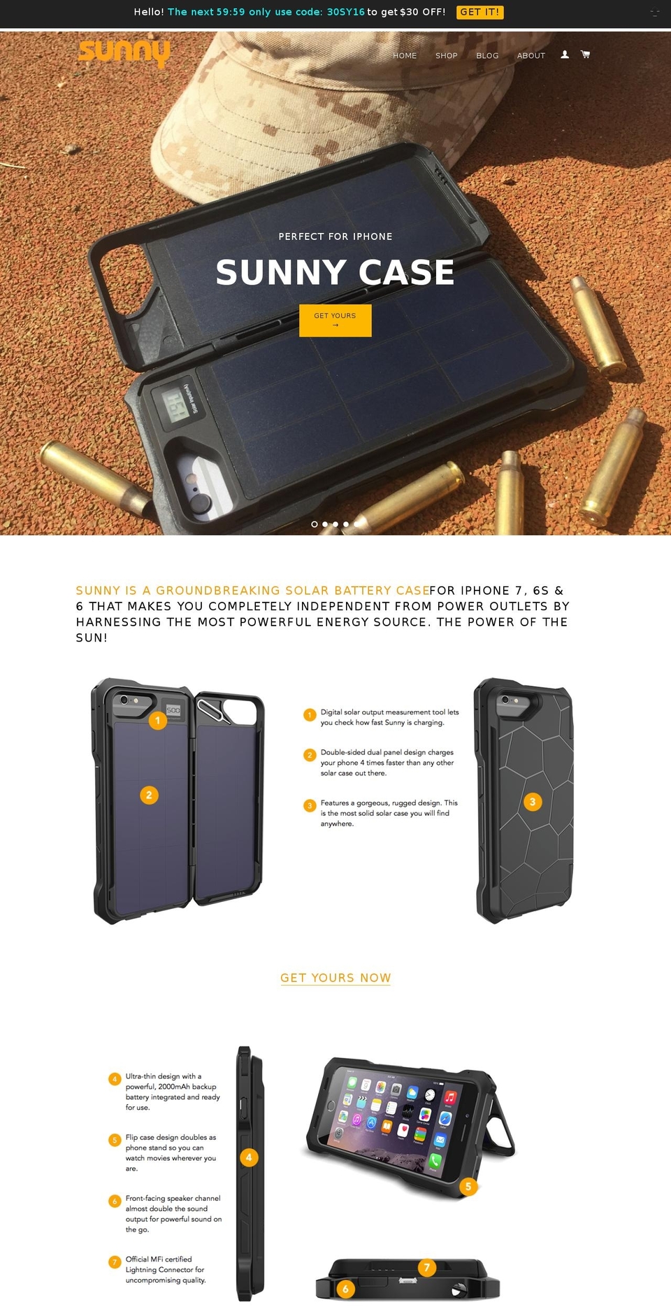 sunnysolarcase.com shopify website screenshot